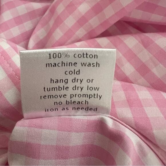 Teddy Stratford Pink Gingham Oxford Cloth Zip Front Shirt Size Large or 4 - Picture 12 of 13